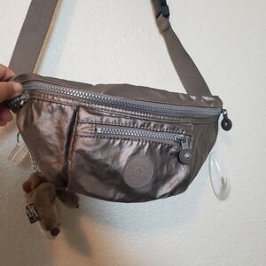Kipling Pria Metallic Dark Khaki Light Brown Belt Bag Fanny Pack